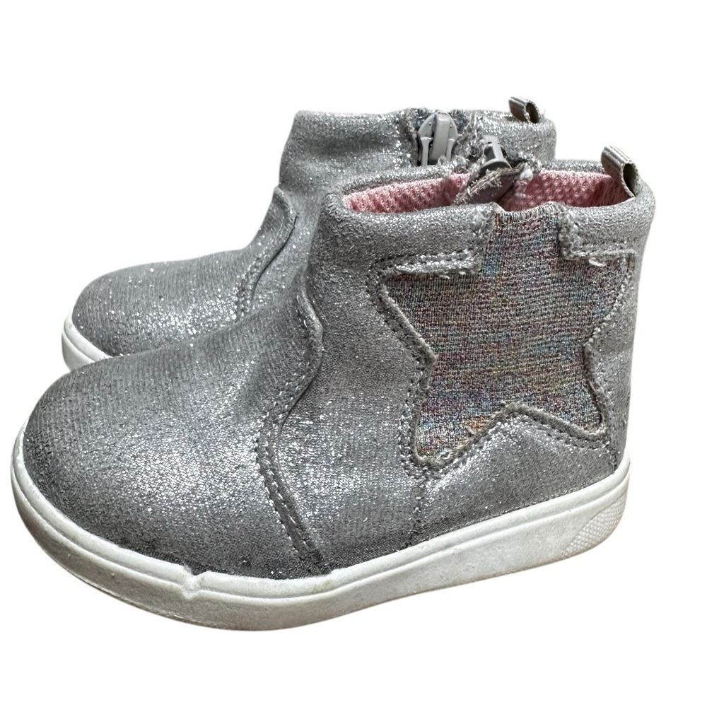 Stride Rite Silver Glitter Star Toddler Boots